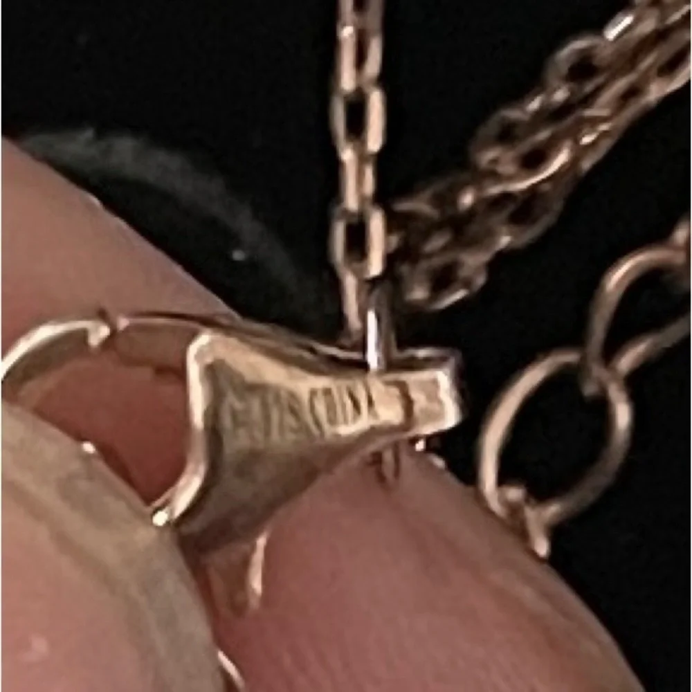 Sterling silver rose gold tone three strand necklace